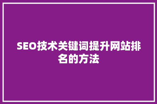 SEO技术关键词提升网站排名的方法