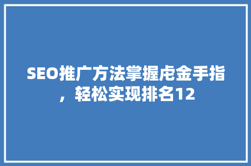 SEO推广方法掌握虍金手指，轻松实现排名12