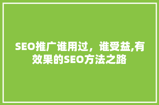 SEO推广谁用过，谁受益,有效果的SEO方法之路