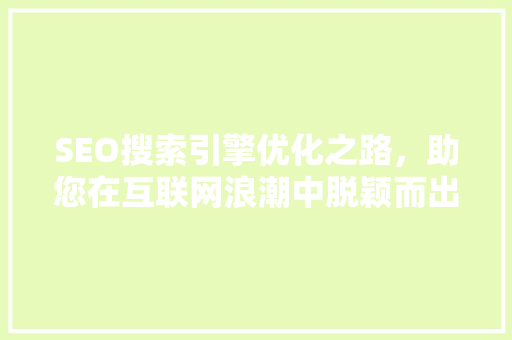 SEO搜索引擎优化之路，助您在互联网浪潮中脱颖而出