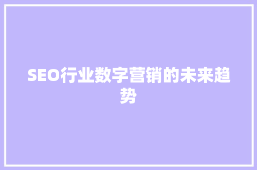 SEO行业数字营销的未来趋势