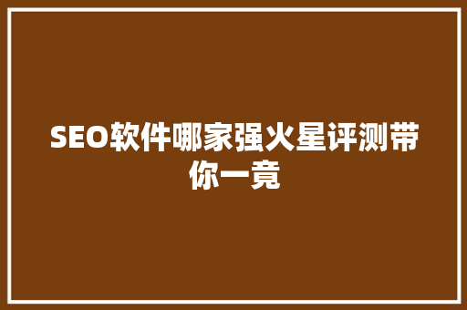 SEO软件哪家强火星评测带你一竟