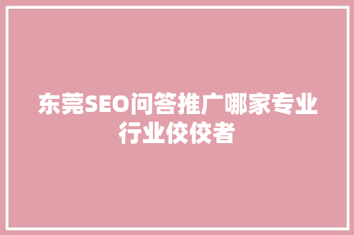 东莞SEO问答推广哪家专业行业佼佼者