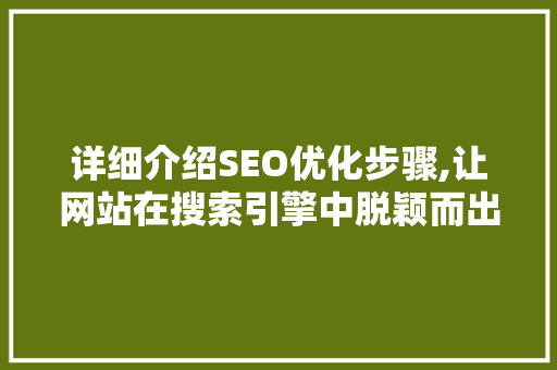 详细介绍SEO优化步骤,让网站在搜索引擎中脱颖而出