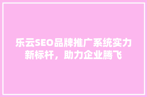 乐云SEO品牌推广系统实力新标杆，助力企业腾飞