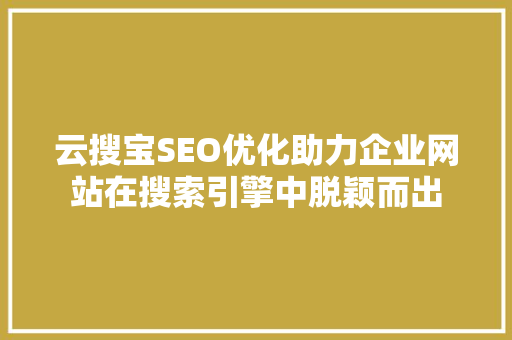 云搜宝SEO优化助力企业网站在搜索引擎中脱颖而出