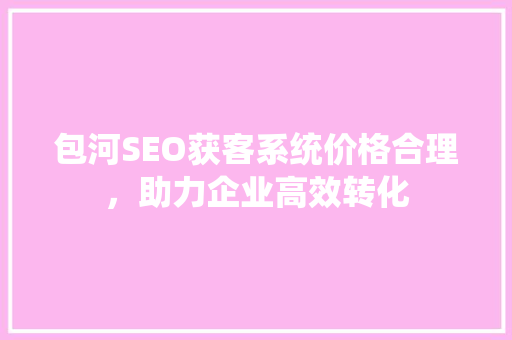 包河SEO获客系统价格合理，助力企业高效转化