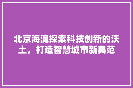 北京海淀探索科技创新的沃土，打造智慧城市新典范