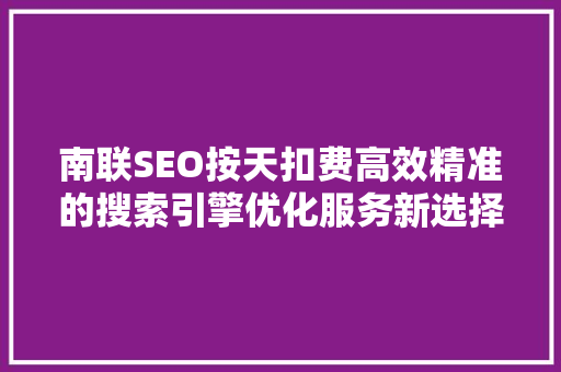 南联SEO按天扣费高效精准的搜索引擎优化服务新选择  第1张