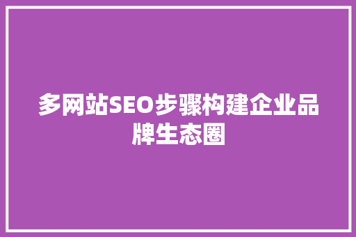 多网站SEO步骤构建企业品牌生态圈