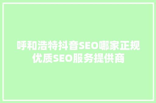 呼和浩特抖音SEO哪家正规优质SEO服务提供商