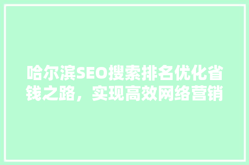 哈尔滨SEO搜索排名优化省钱之路，实现高效网络营销