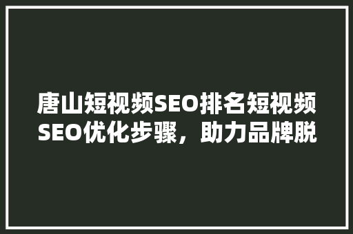 唐山短视频SEO排名短视频SEO优化步骤，助力品牌脱颖而出