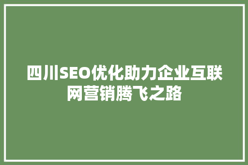 四川SEO优化助力企业互联网营销腾飞之路