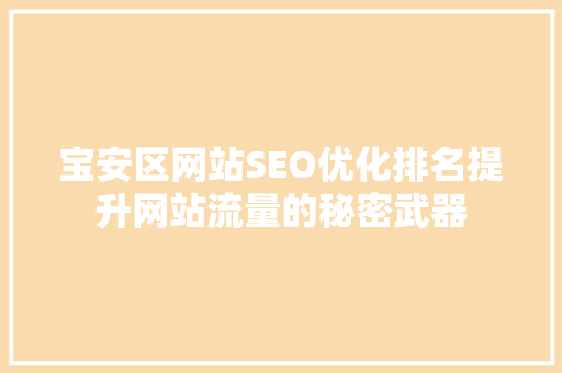 宝安区网站SEO优化排名提升网站流量的秘密武器
