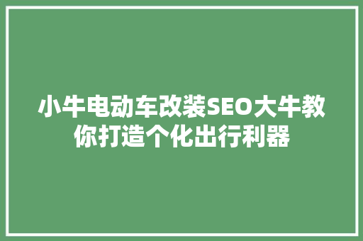 小牛电动车改装SEO大牛教你打造个化出行利器