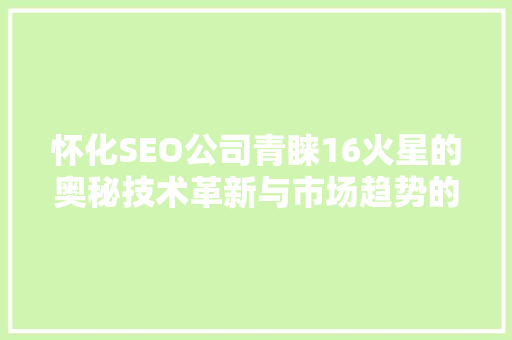 怀化SEO公司青睐16火星的奥秘技术革新与市场趋势的完美融合