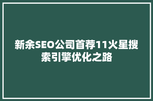新余SEO公司首荐11火星搜索引擎优化之路