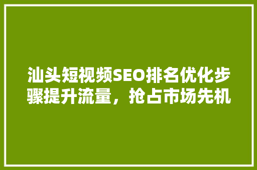 汕头短视频SEO排名优化步骤提升流量，抢占市场先机