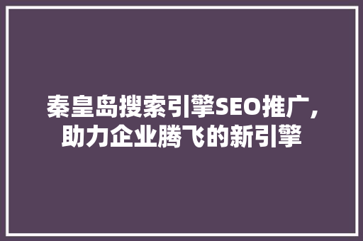 秦皇岛搜索引擎SEO推广,助力企业腾飞的新引擎