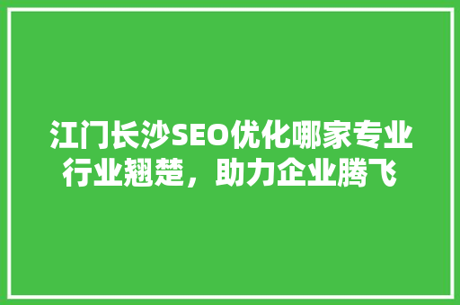 江门长沙SEO优化哪家专业行业翘楚，助力企业腾飞