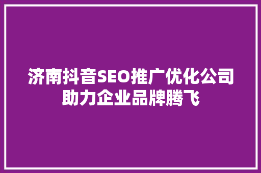 济南抖音SEO推广优化公司助力企业品牌腾飞