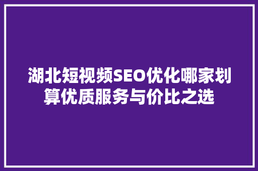 湖北短视频SEO优化哪家划算优质服务与价比之选