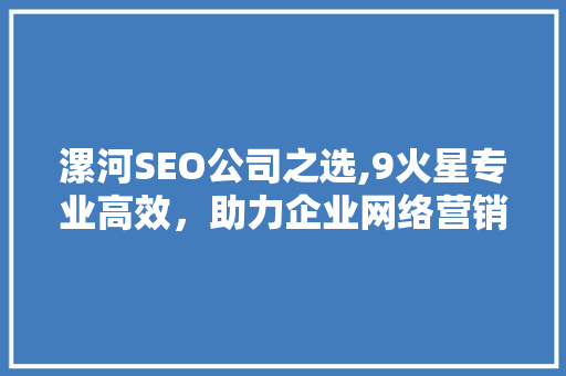 漯河SEO公司之选,9火星专业高效，助力企业网络营销