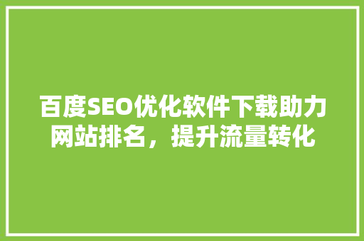 百度SEO优化软件下载助力网站排名，提升流量转化