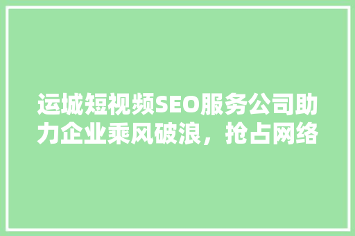 运城短视频SEO服务公司助力企业乘风破浪，抢占网络营销制高点