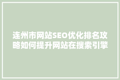 连州市网站SEO优化排名攻略如何提升网站在搜索引擎中的排名  第1张