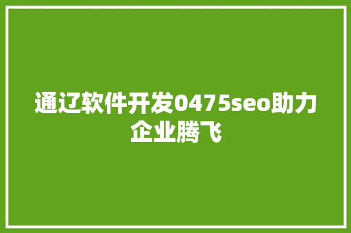 通辽软件开发0475seo助力企业腾飞