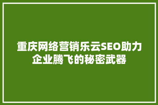 重庆网络营销乐云SEO助力企业腾飞的秘密武器