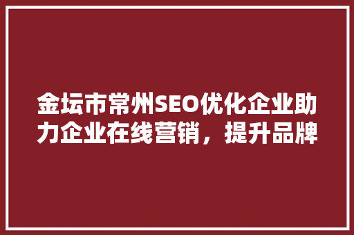 金坛市常州SEO优化企业助力企业在线营销，提升品牌影响力