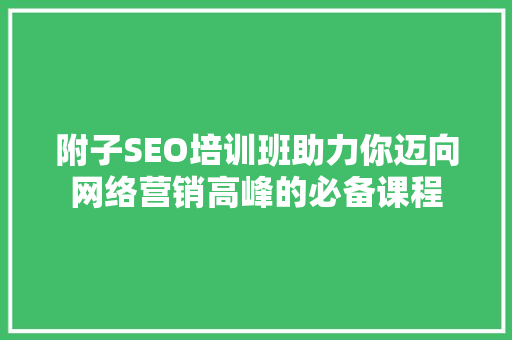 附子SEO培训班助力你迈向网络营销高峰的必备课程