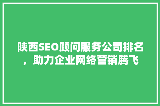 陕西SEO顾问服务公司排名，助力企业网络营销腾飞