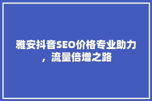 雅安抖音SEO价格专业助力，流量倍增之路