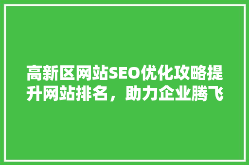 高新区网站SEO优化攻略提升网站排名，助力企业腾飞