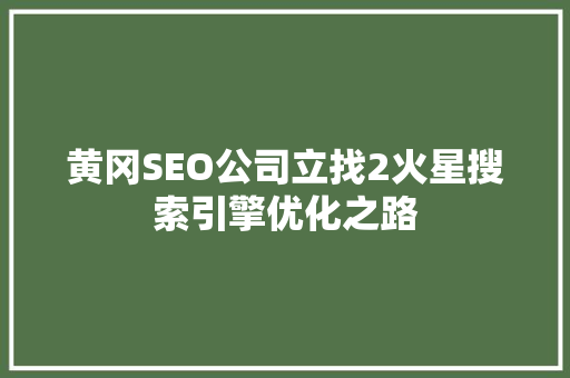 黄冈SEO公司立找2火星搜索引擎优化之路