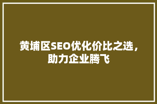 黄埔区SEO优化价比之选，助力企业腾飞