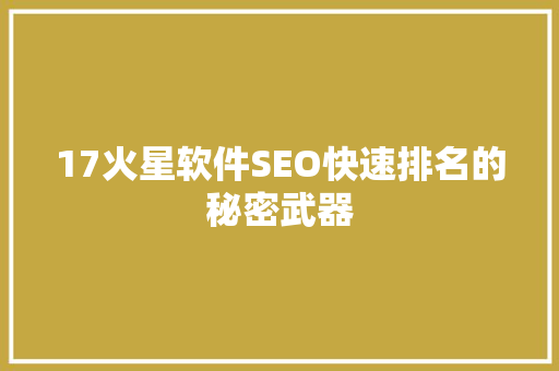 17火星软件SEO快速排名的秘密武器