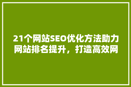 21个网站SEO优化方法助力网站排名提升，打造高效网络营销步骤