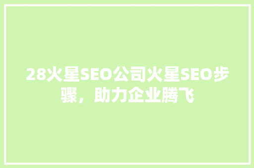 28火星SEO公司火星SEO步骤，助力企业腾飞