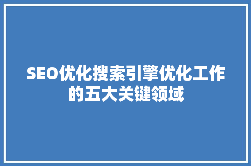 SEO优化搜索引擎优化工作的五大关键领域