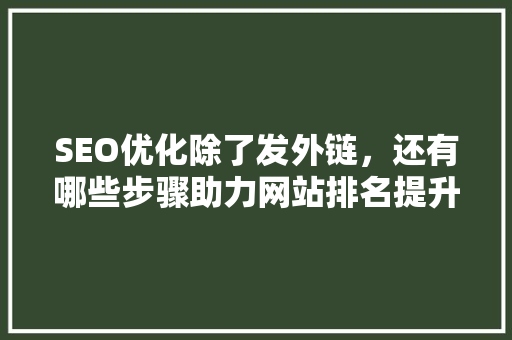 SEO优化除了发外链，还有哪些步骤助力网站排名提升