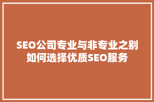 SEO公司专业与非专业之别如何选择优质SEO服务