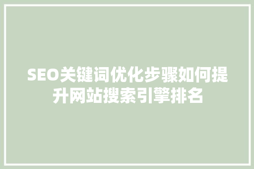 SEO关键词优化步骤如何提升网站搜索引擎排名