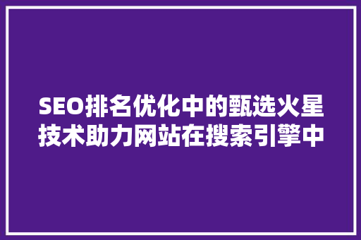 SEO排名优化中的甄选火星技术助力网站在搜索引擎中脱颖而出