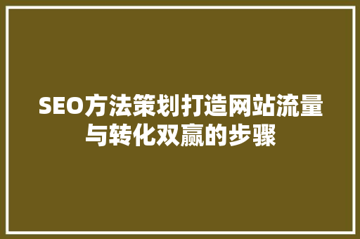 SEO方法策划打造网站流量与转化双赢的步骤