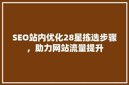 SEO站内优化28星拣选步骤，助力网站流量提升